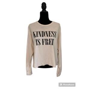 ZUTTER Beige Long Sleeve Kindness is Free T-Shirt- Size L